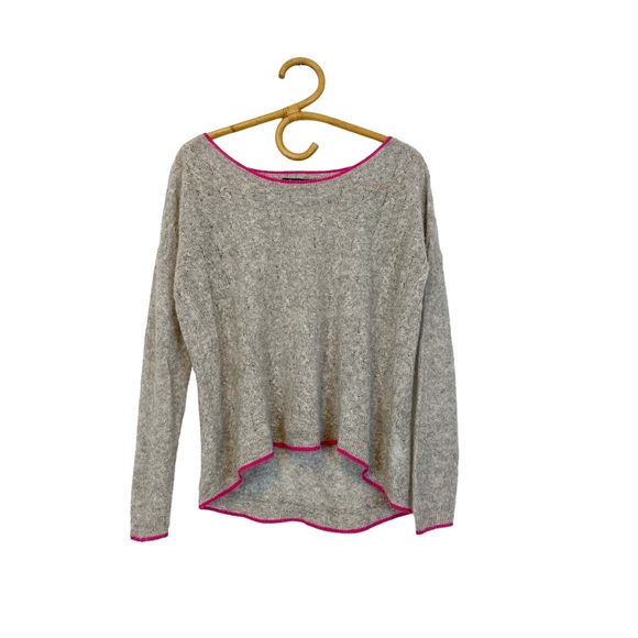 Juicy Couture Sweaters - Juicy Couture | Grey Cashmere Linen Knit Sweater Pink Trim Size XL